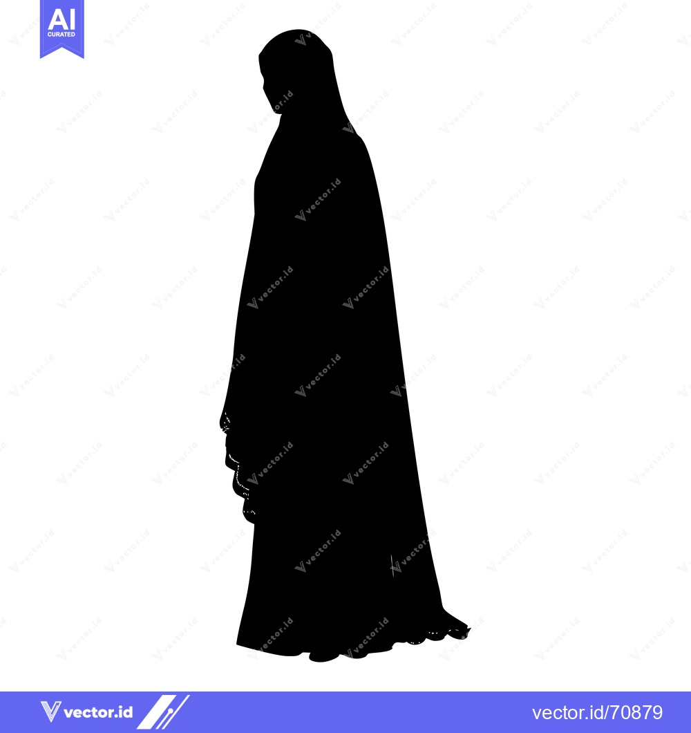 Premium Vector dari Silhouette of a woman wearing a hijab and a long gown
