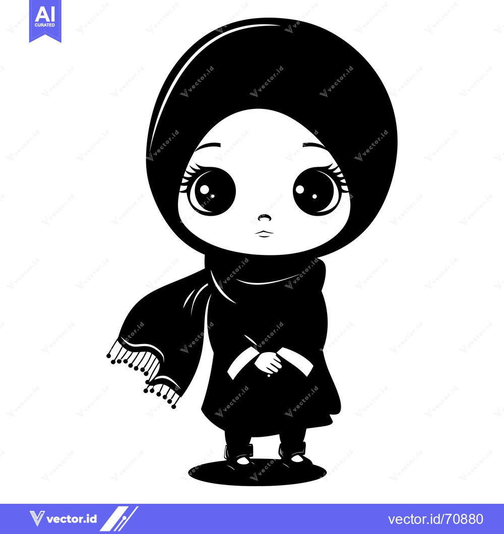 Premium Vector dari A Cartoon Illustration of a Young Girl Wearing a Hijab