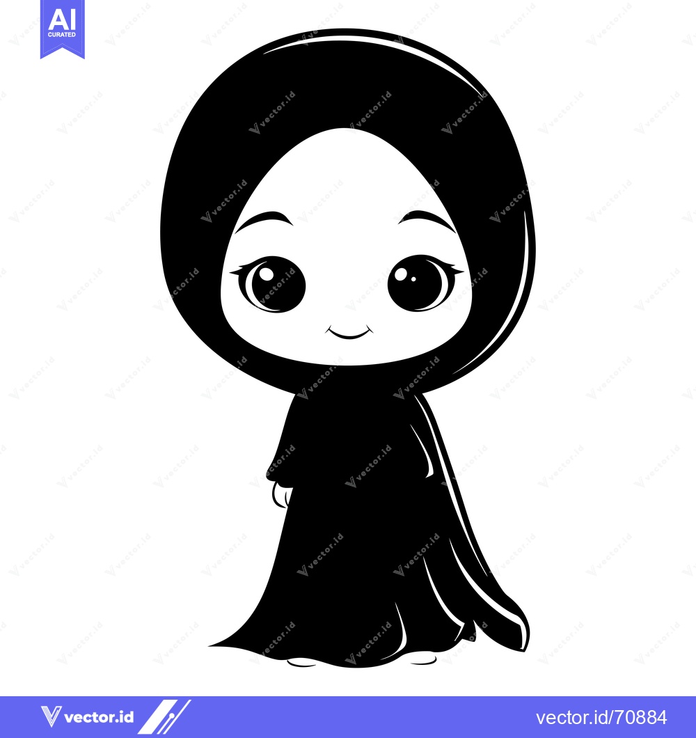 Premium Vector of Cartoon Illustration of a Young Girl Wearing a Hijab