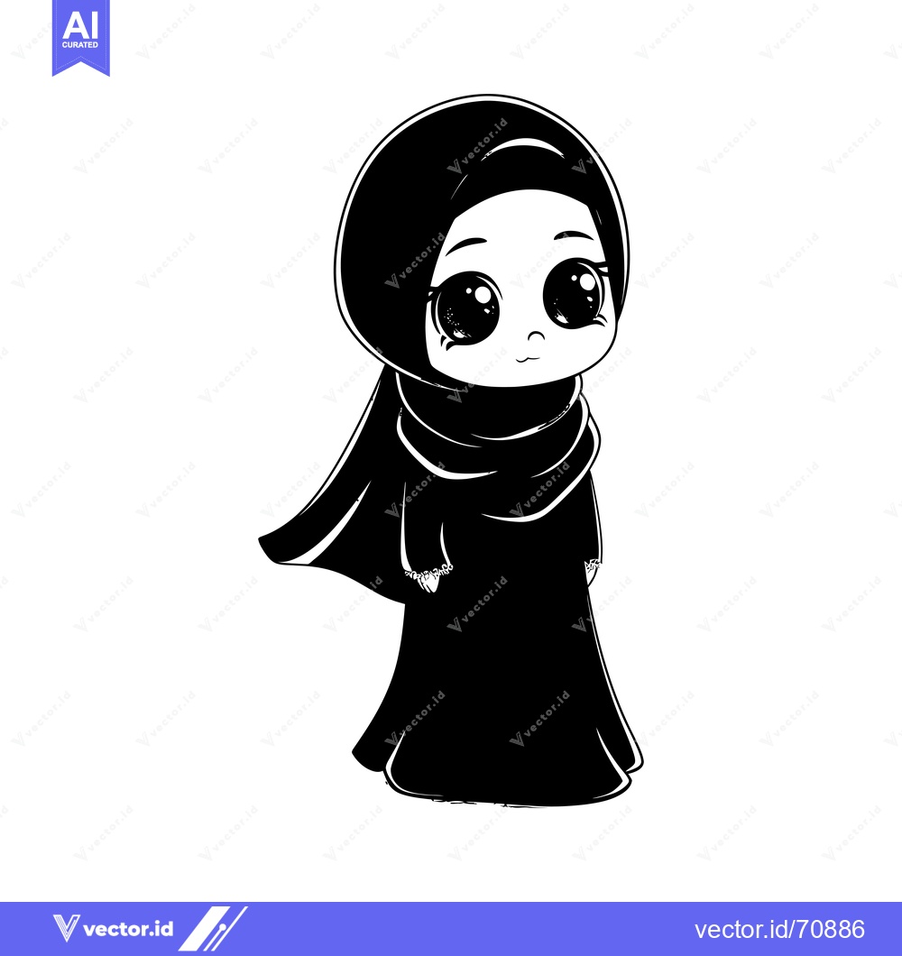 Premium Vector of A Cartoon Illustration of a Young Woman Wearing a Hijab
