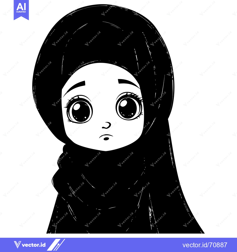 Premium Vector dari A Cartoon Depiction of a Young Woman Wearing a Hijab