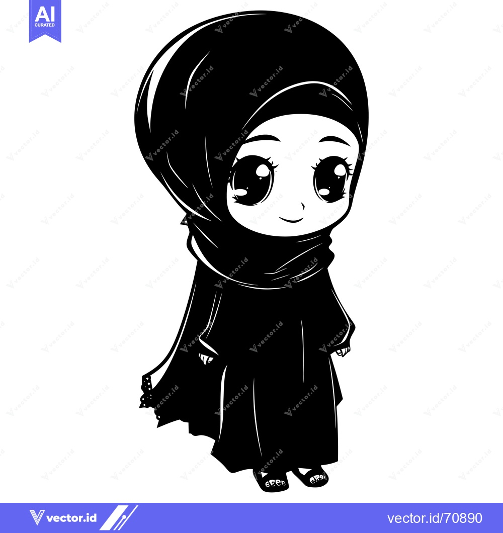 Premium Vector dari Cartoon illustration of a young woman wearing a hijab