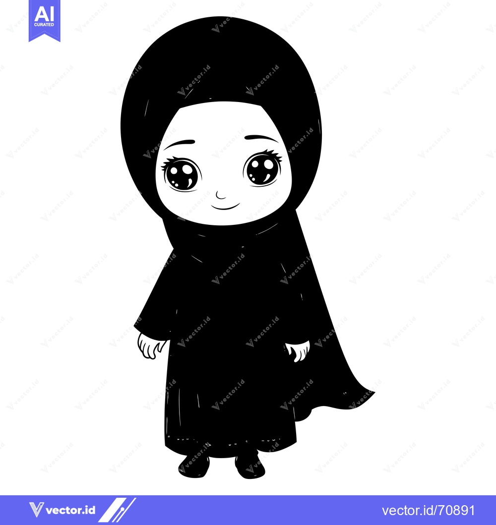 Premium Vector dari Cartoon Illustration of a Young Girl Wearing a Hijab