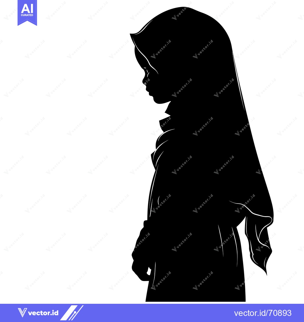 Premium Vector of Silhouette of a Young Girl Wearing a Hijab