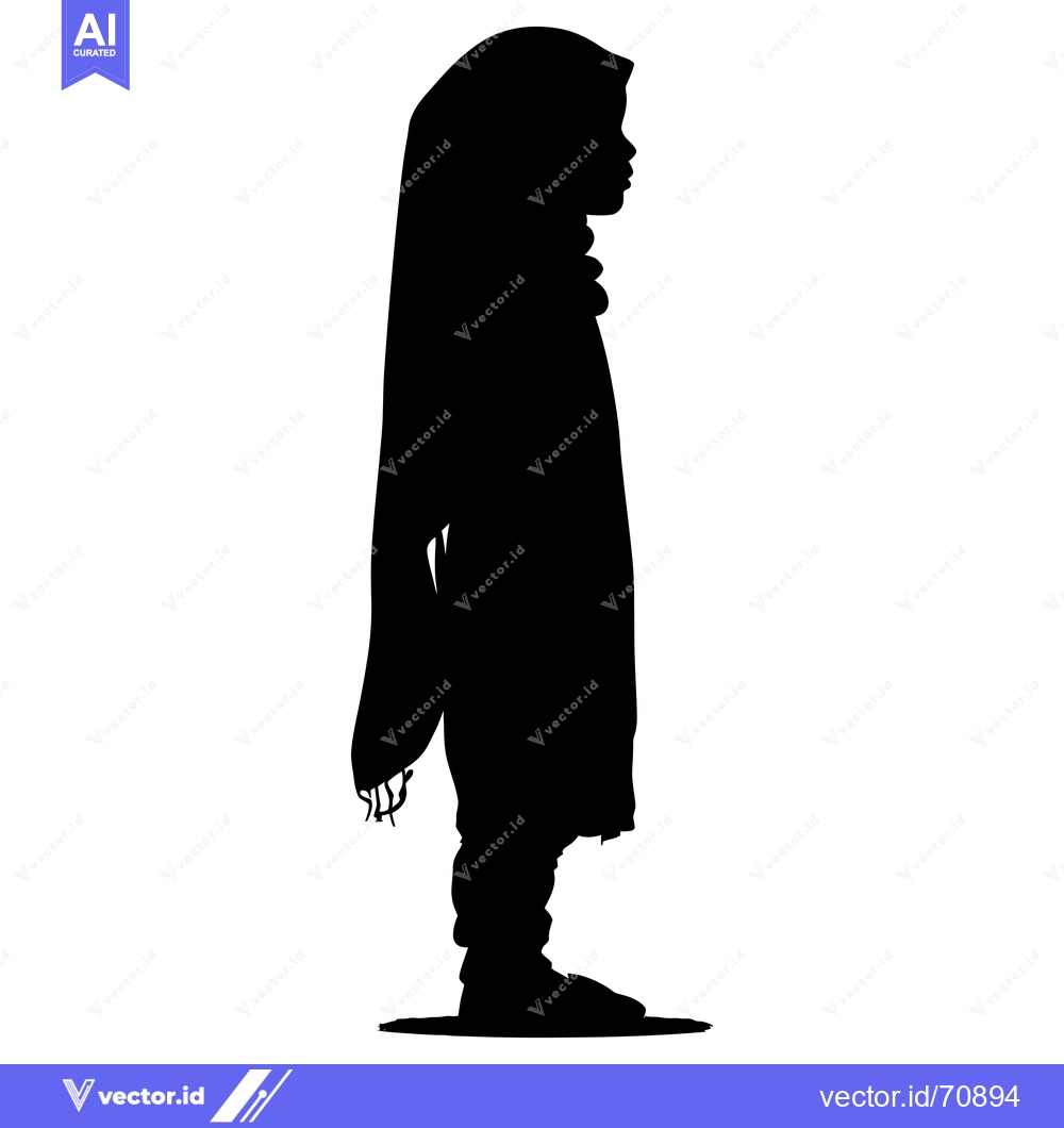 Premium Vector of Silhouette of a Young Girl Wearing a Hijab
