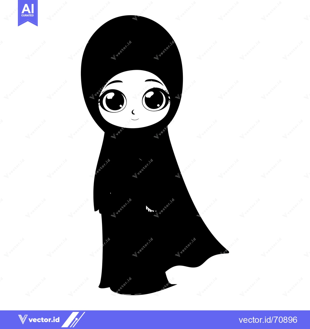Premium Vector dari Cartoon Illustration of a Young Girl Wearing a Hijab