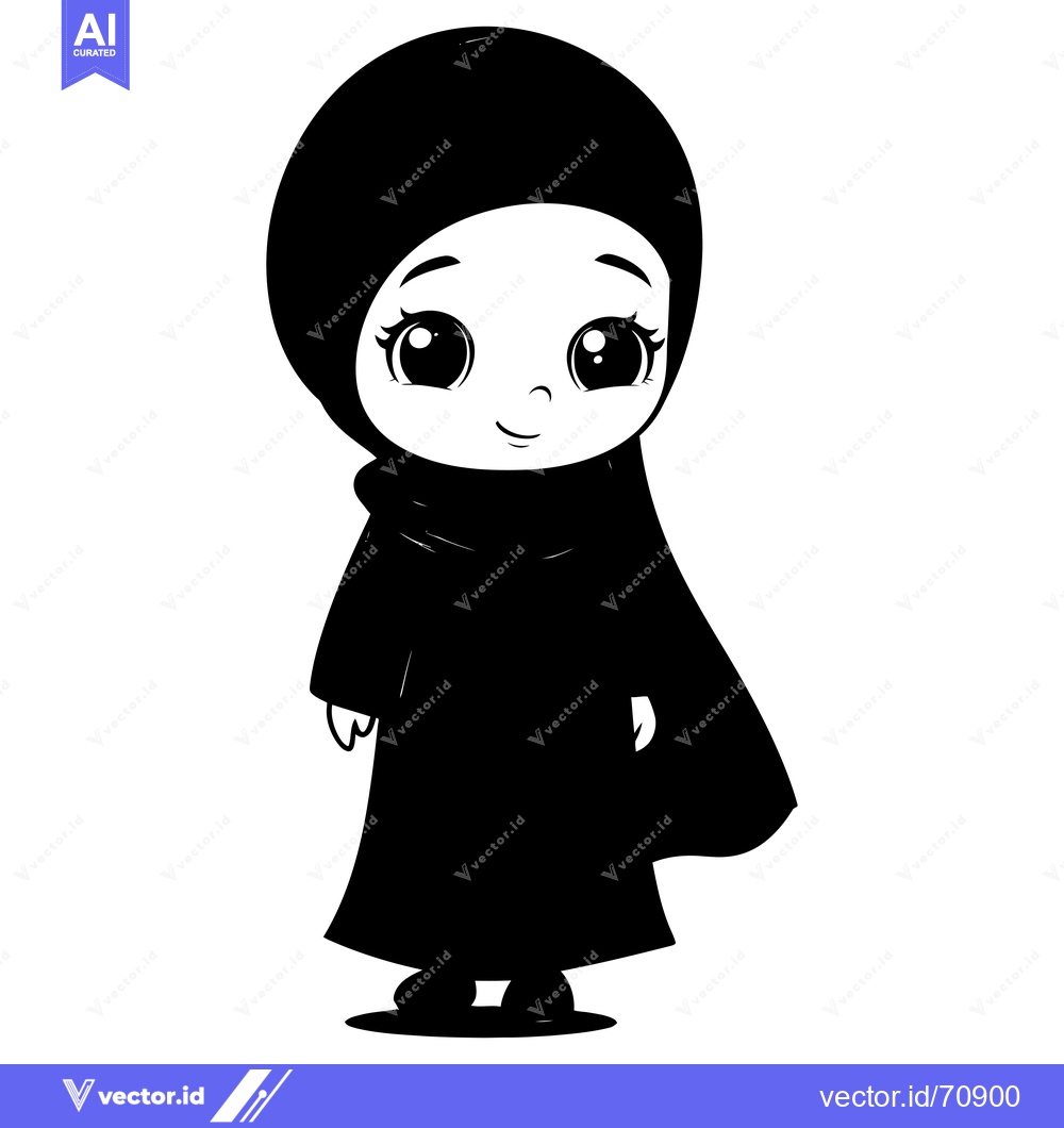 Premium Vector dari Cartoon Illustration of a Young Girl Wearing a Hijab