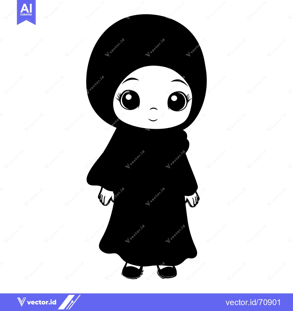 Premium Vector dari Cartoon illustration of a young girl wearing a hijab