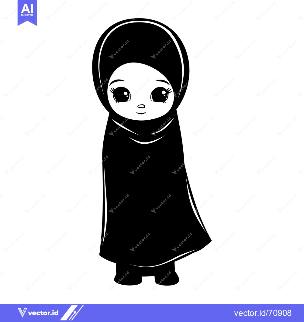 Premium Vector dari Cartoon Illustration of a Young Woman Wearing a Hijab