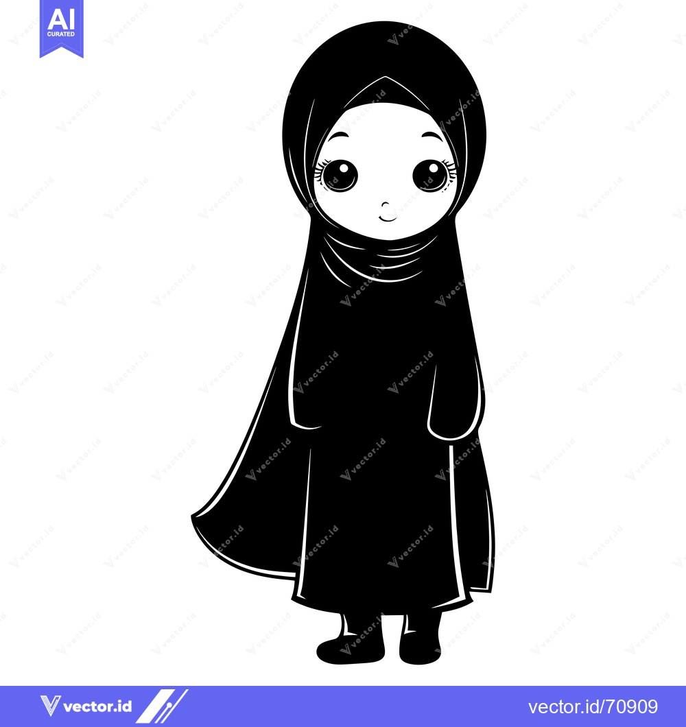 Premium Vector dari Cartoon Illustration of a Young Woman Wearing a Hijab