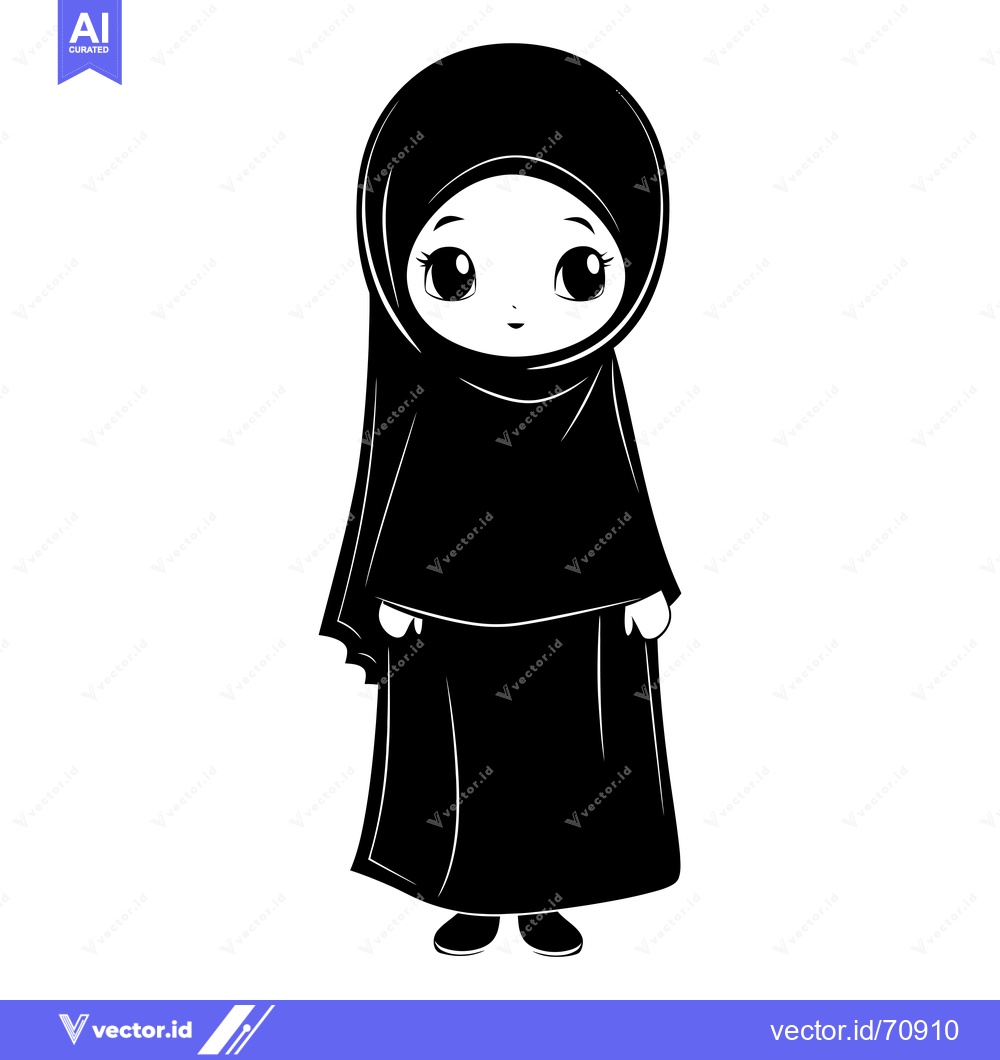 Premium Vector of Cartoon illustration of a young woman wearing a hijab