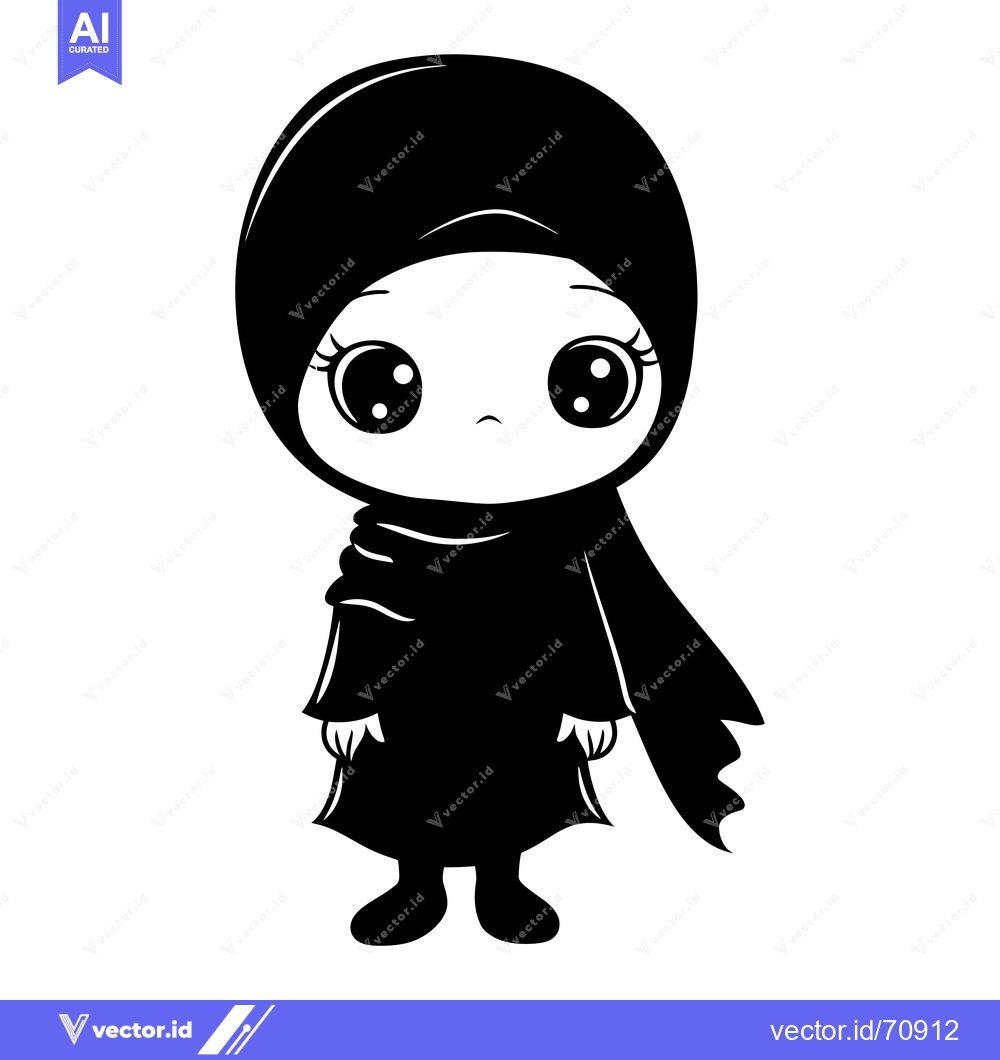 Premium Vector dari A Cute Cartoon Girl Wearing a Hijab and Traditional Clothing