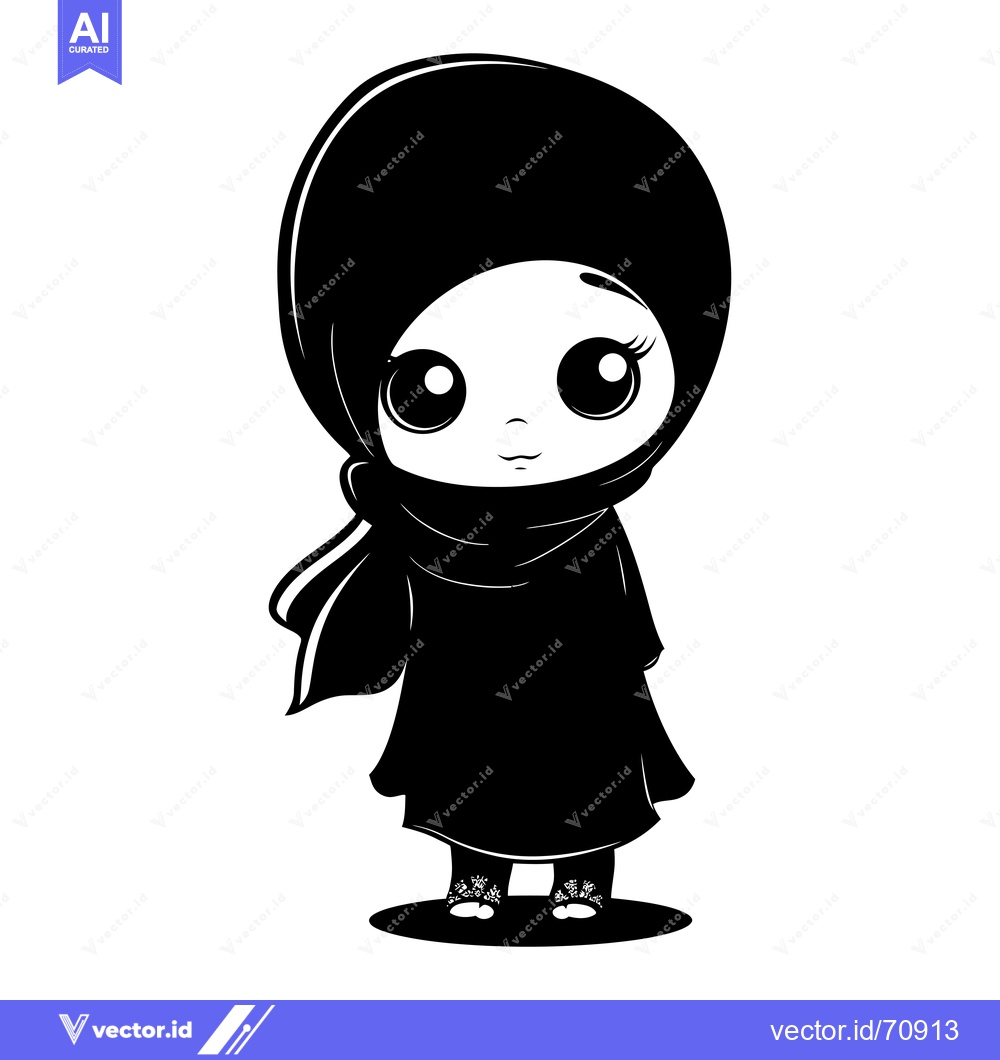 Premium Vector dari Cartoon Illustration of a Young Woman Wearing a Hijab