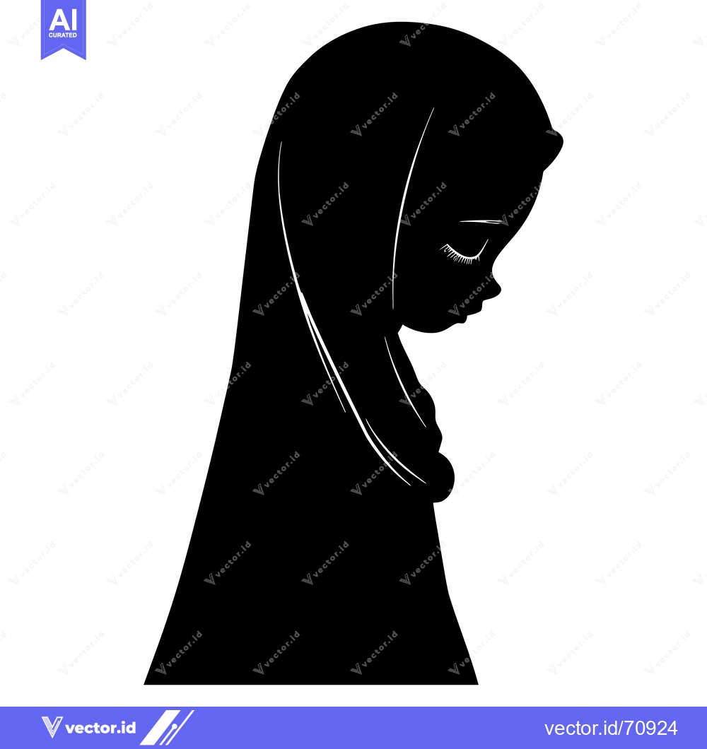 Premium Vector dari Black and White Silhouette of a Woman Wearing a Hijab