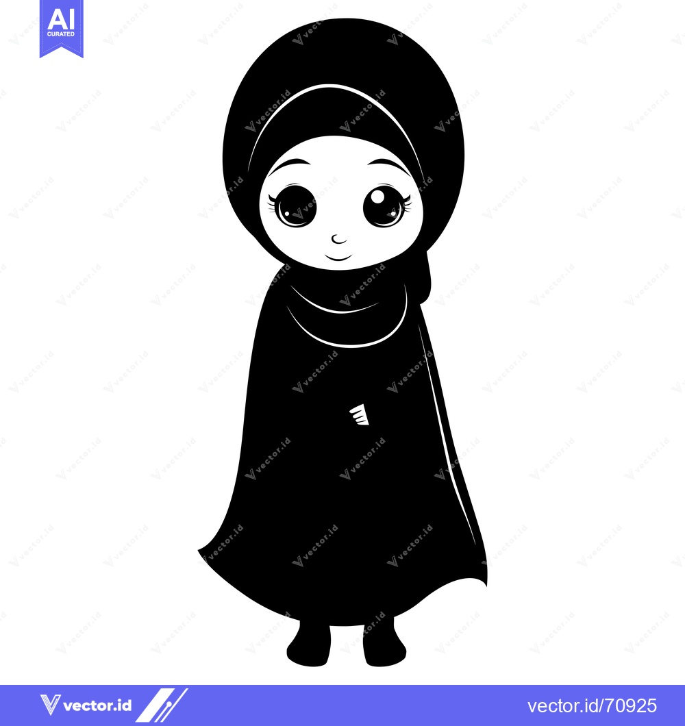 Premium Vector of Cartoon Illustration of a Muslim Woman Wearing a Hijab