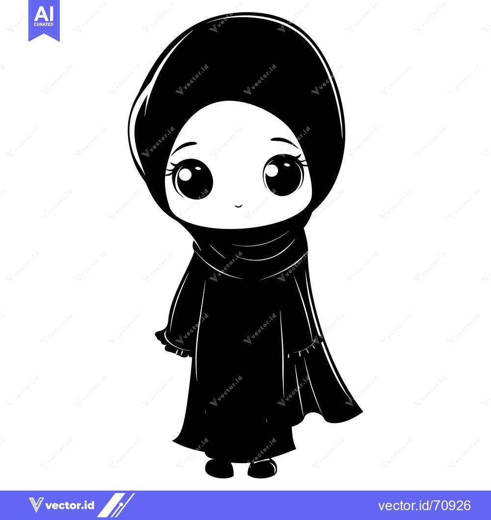 Premium Vector dari Cartoon Illustration of a Young Woman Wearing a Hijab