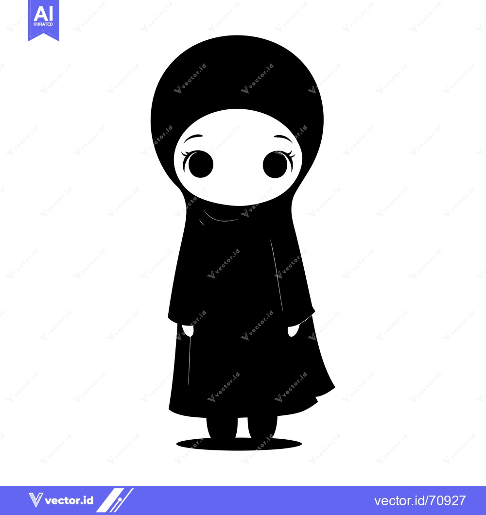 Premium Vector dari Cartoon illustration of a young woman wearing a hijab