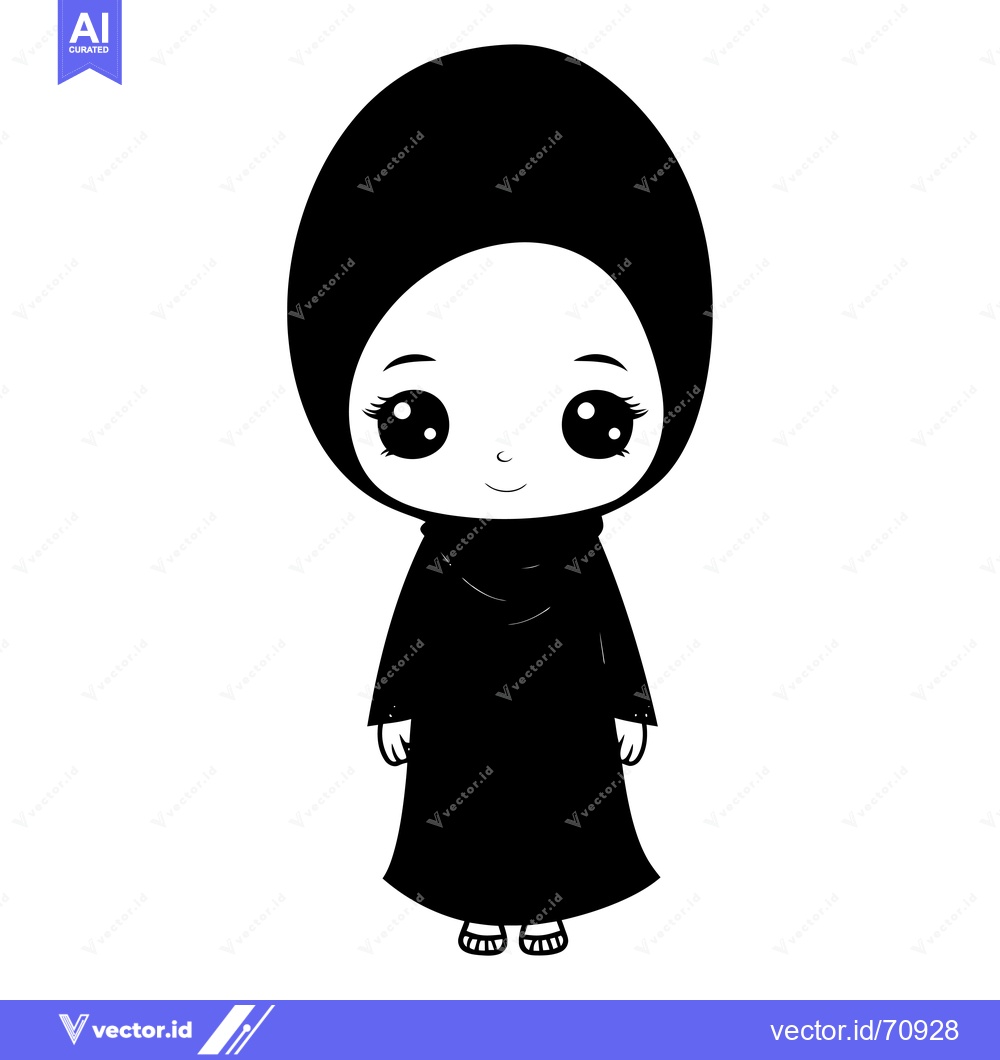 Premium Vector dari Cartoon Illustration of a Young Girl Wearing a Hijab