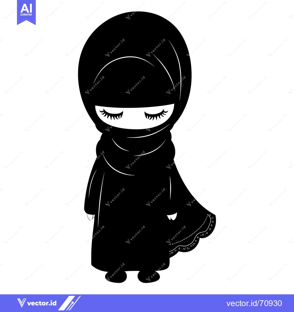 Premium Vector dari Silhouette of a Woman Wearing a Hijab with Closed Eyes