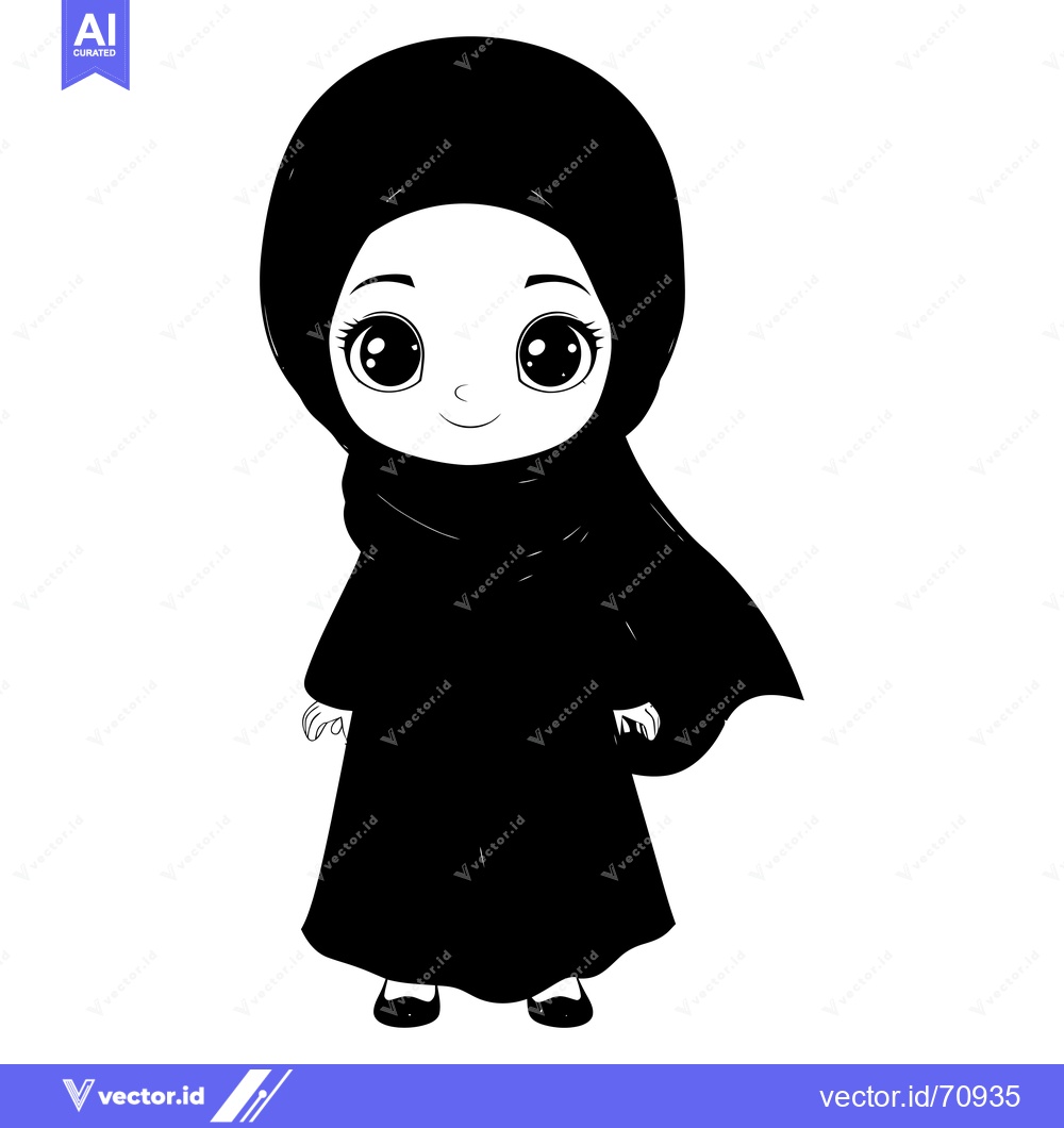 Premium Vector dari Cartoon Illustration of a Young Girl Wearing a Hijab