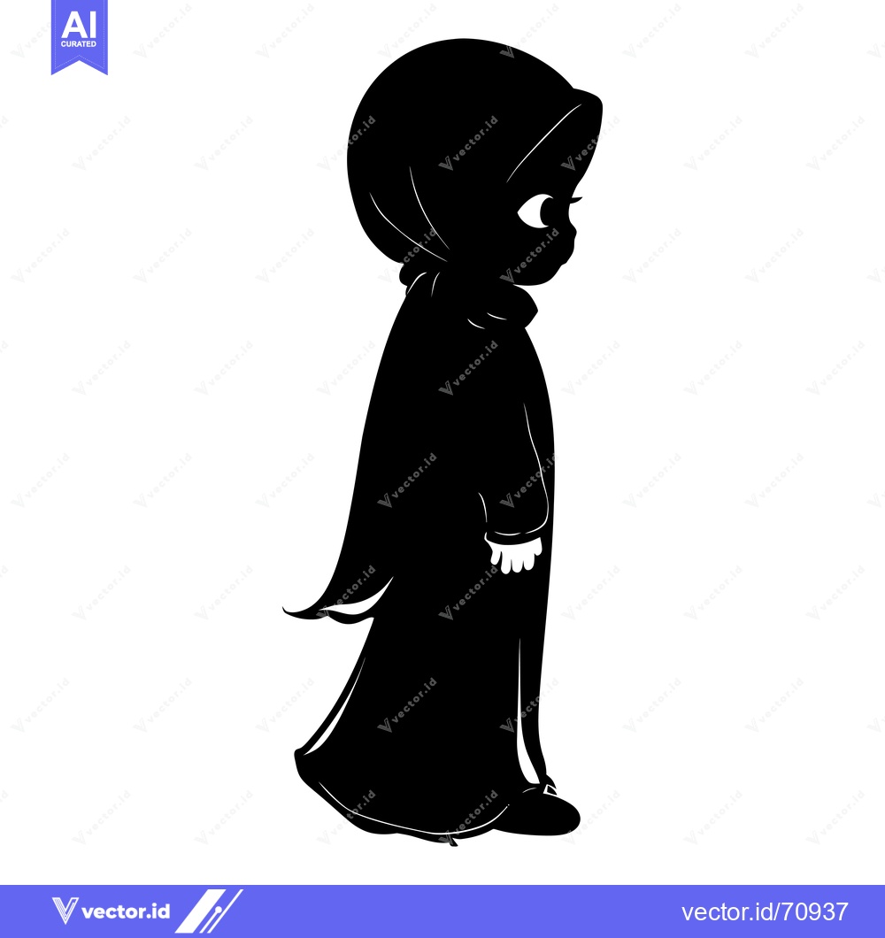 Premium Vector dari Silhouette of a Young Woman Wearing a Hijab