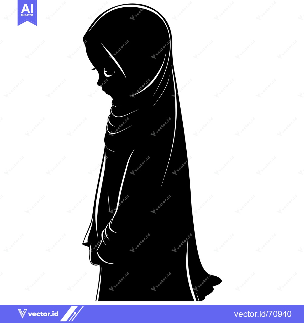 Premium Vector dari Silhouette of a Woman Wearing a Hijab