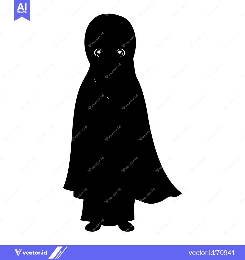 Premium Vector dari Silhouette of a Ghost with Large Eyes