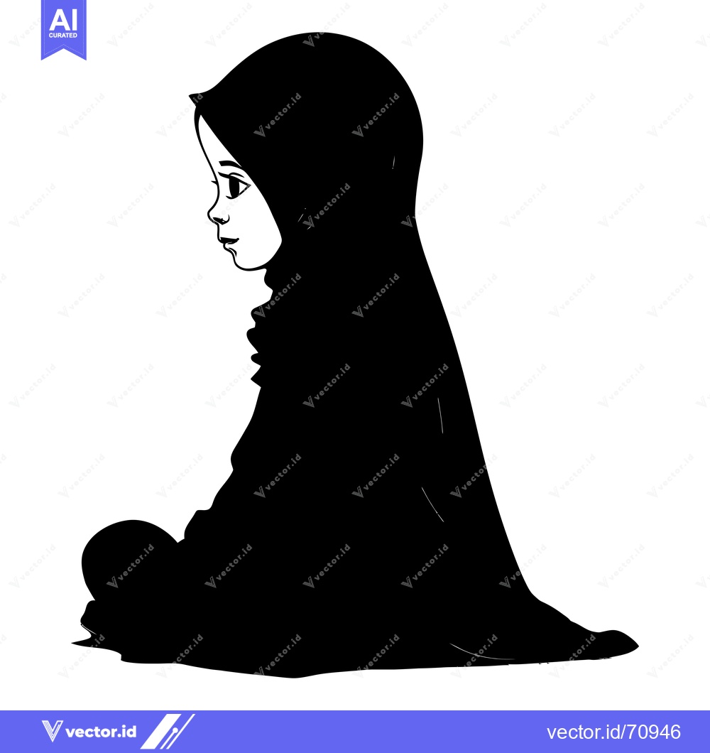 Premium Vector of Silhouette of a Young Girl Wearing a Hijab