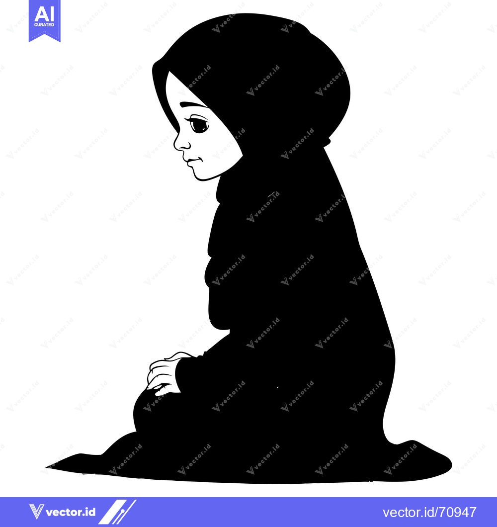 Premium Vector of Silhouette of a Young Muslim Woman in Prayer
