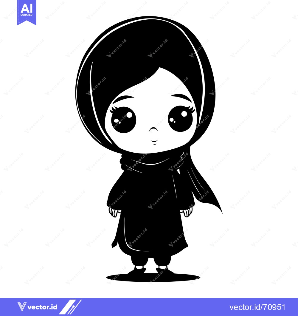 Premium Vector dari Cute Cartoon Girl Wearing a Hijab