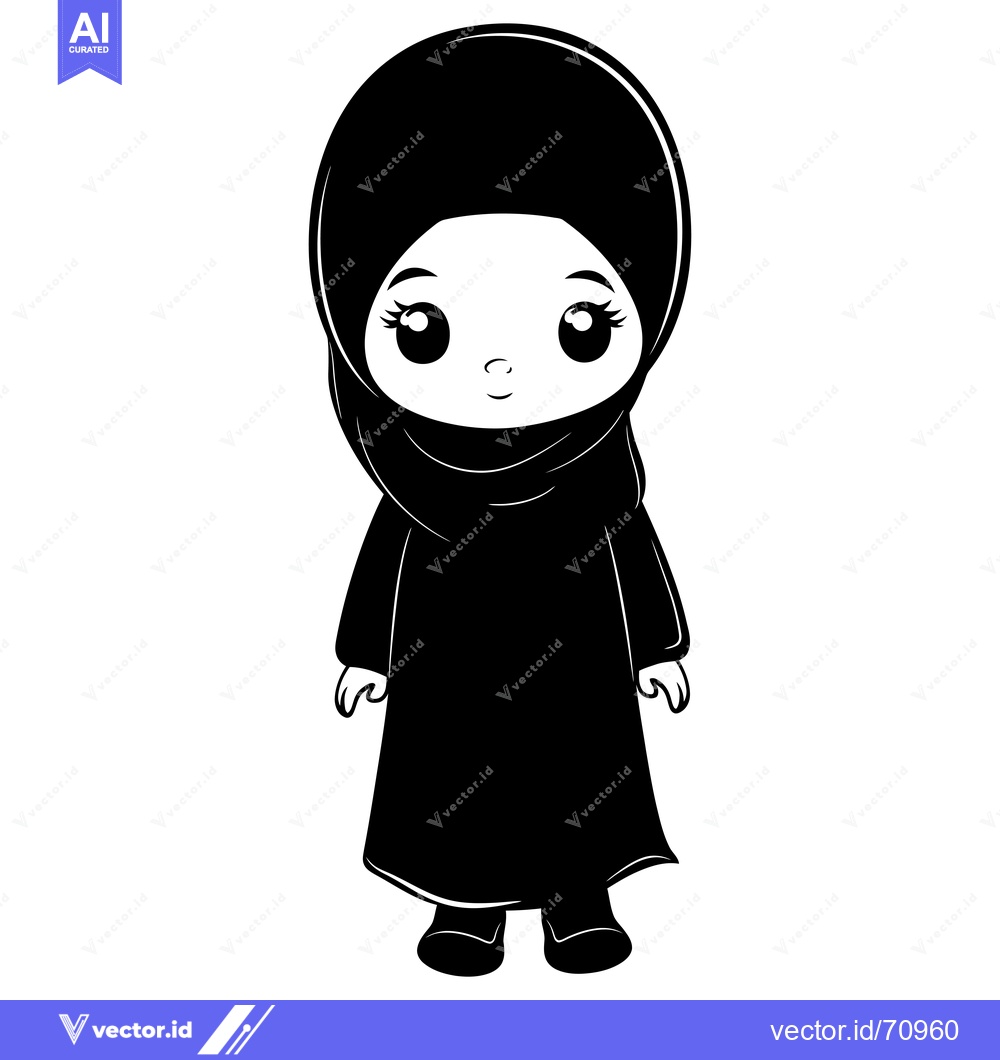 Premium Vector dari Cartoon Illustration of a Young Girl Wearing a Hijab