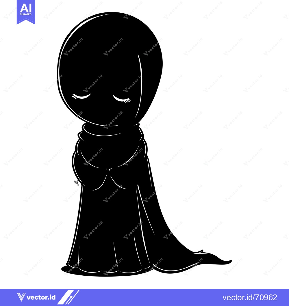 Premium Vector dari A Silhouette of a Woman in a Long Robe with Her Eyes Closed