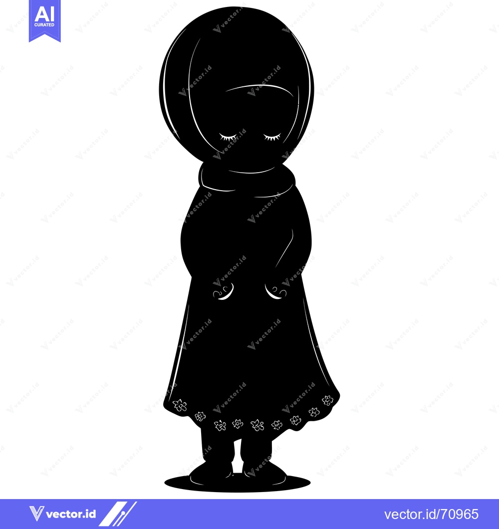 Premium Vector dari Silhouette of a Muslim Woman Wearing a Hijab and Abaya