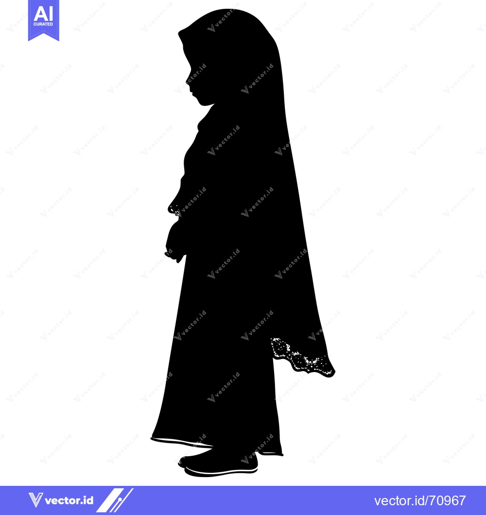 Premium Vector dari Silhouette of a Muslim Woman Wearing a Headscarf