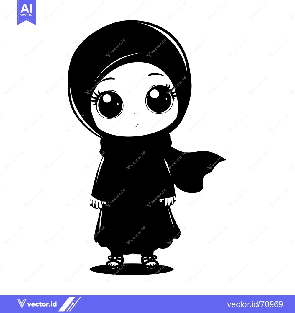 Premium Vector dari A Cartoon Illustration of a Young Girl Wearing a Hijab