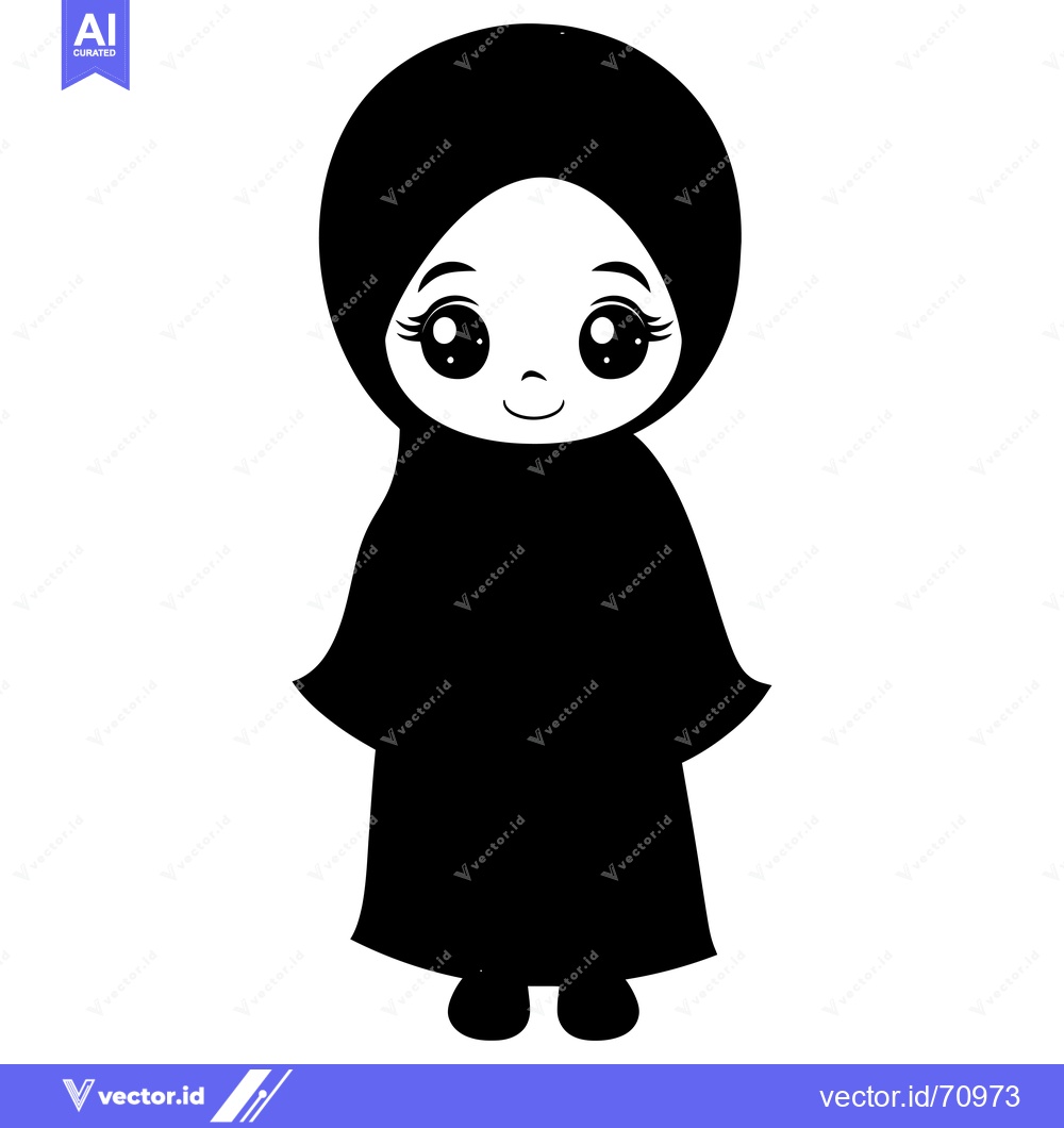 Premium Vector dari Cartoon Illustration of a Smiling Girl Wearing a Hijab