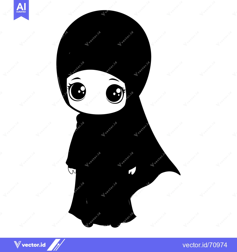 Premium Vector dari A Cartoon Illustration of a Young Girl Wearing a Hijab