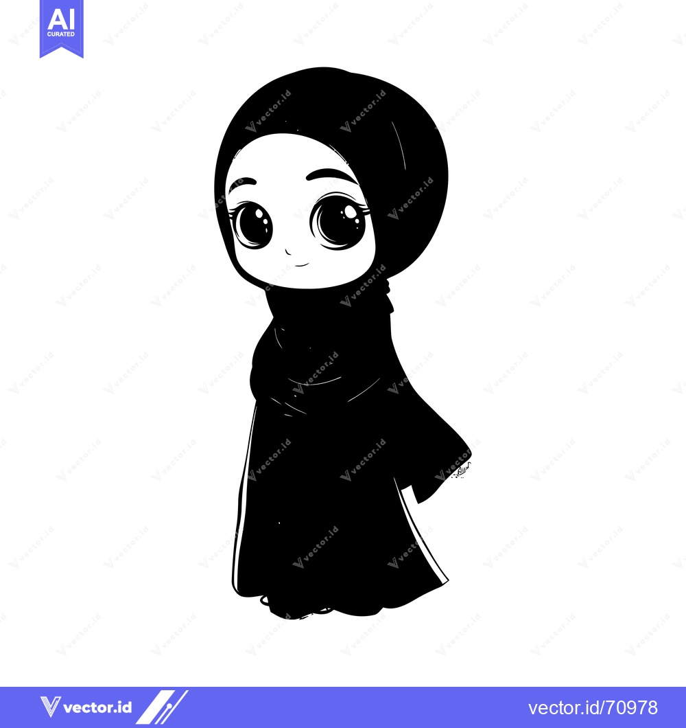 Premium Vector of A Cute Cartoon Illustration of a Young Woman Wearing a Hijab