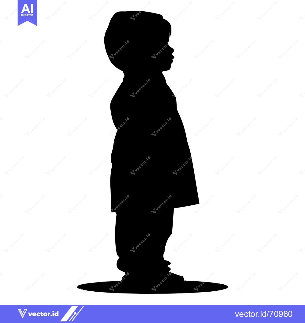 Premium Vector of Silhouette of a Young Child Standing in Profile