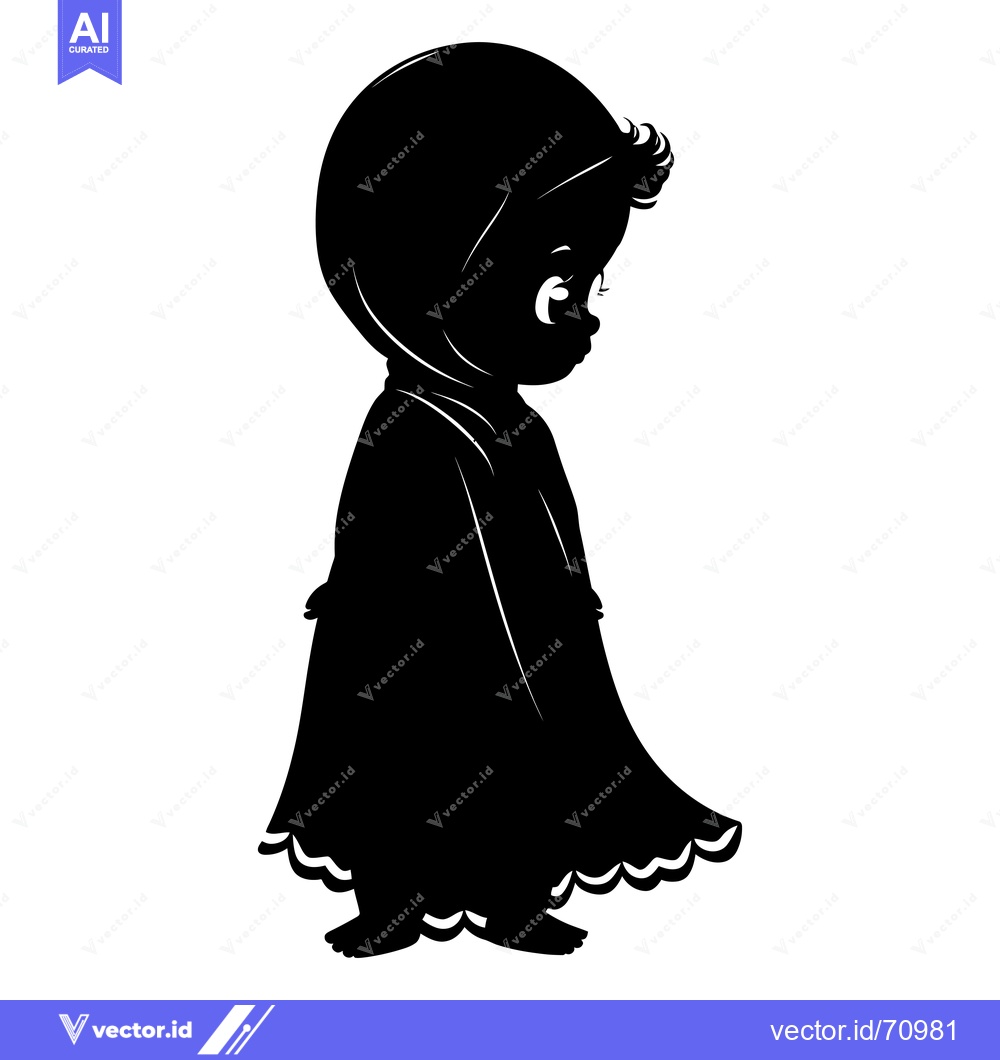 Premium Vector dari Silhouette of a Little Girl Wearing a Dress and a Bonnet