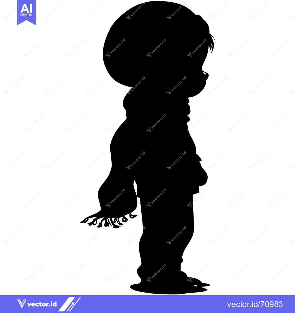 Premium Vector of Silhouette of a Young Boy Wearing a Scarf