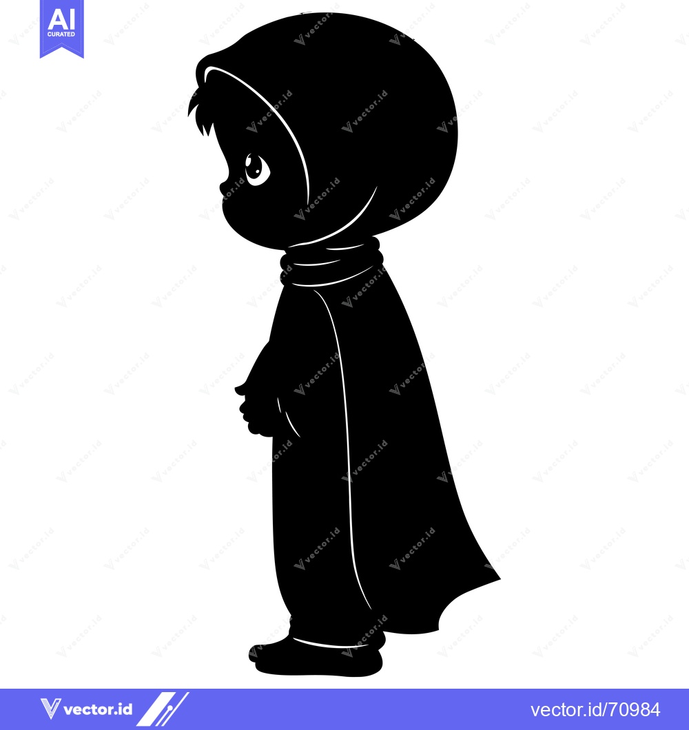 Premium Vector of Silhouette of a Child Wearing a Hooded Cape