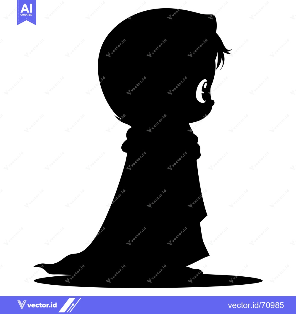 Premium Vector of Silhouette of a girl wearing a hooded cloak