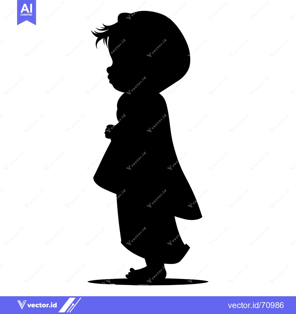 Premium Vector of Silhouette of a Young Child in a Hooded Garment
