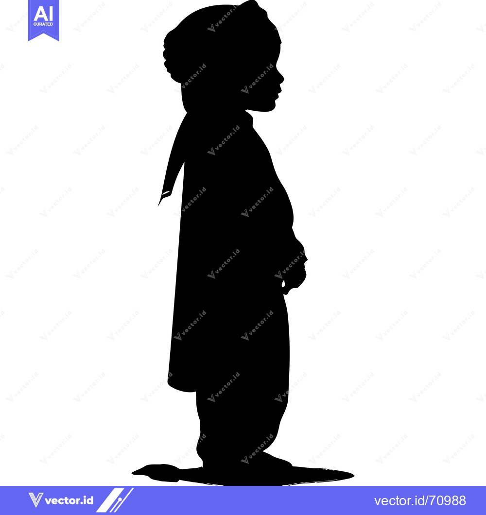 Premium Vector of Silhouette of a Child in a Hat and Cape