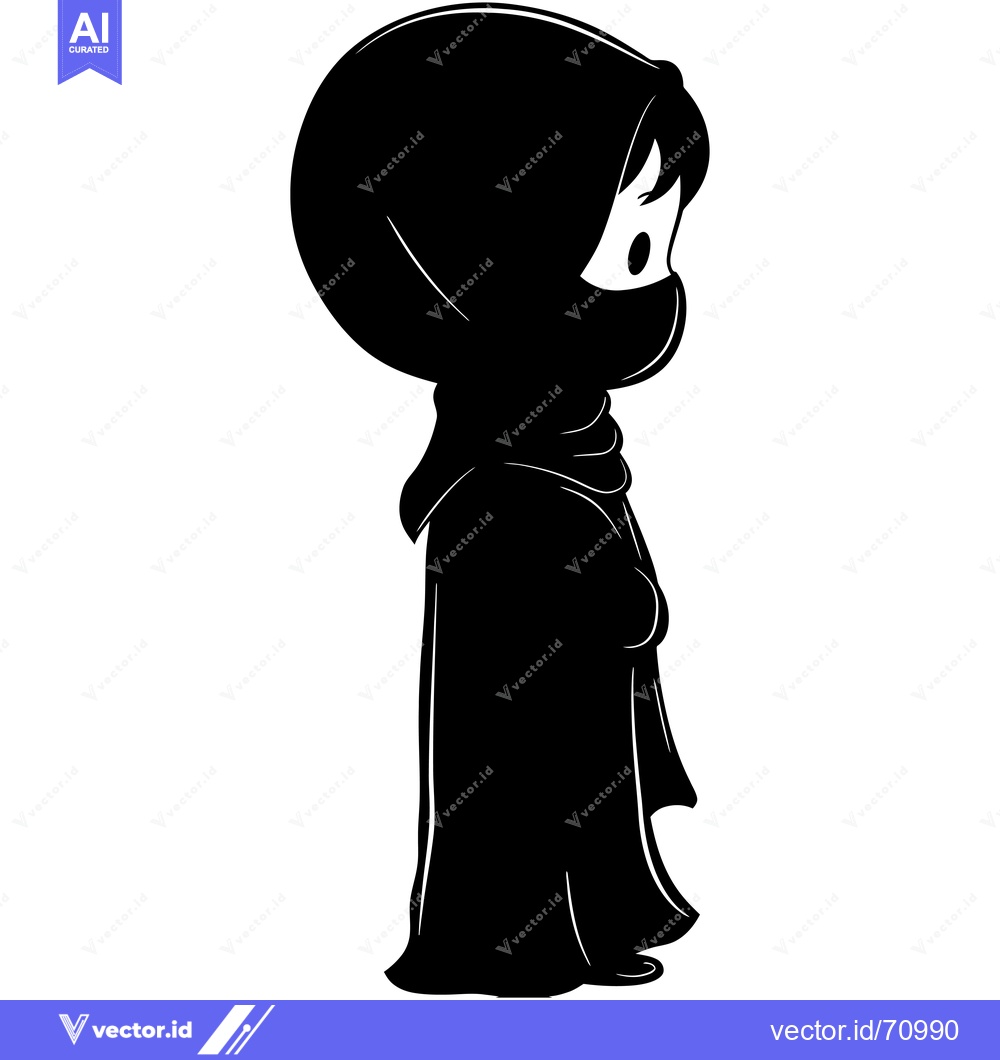 Premium Vector of Silhouette of a young girl wearing a hijab