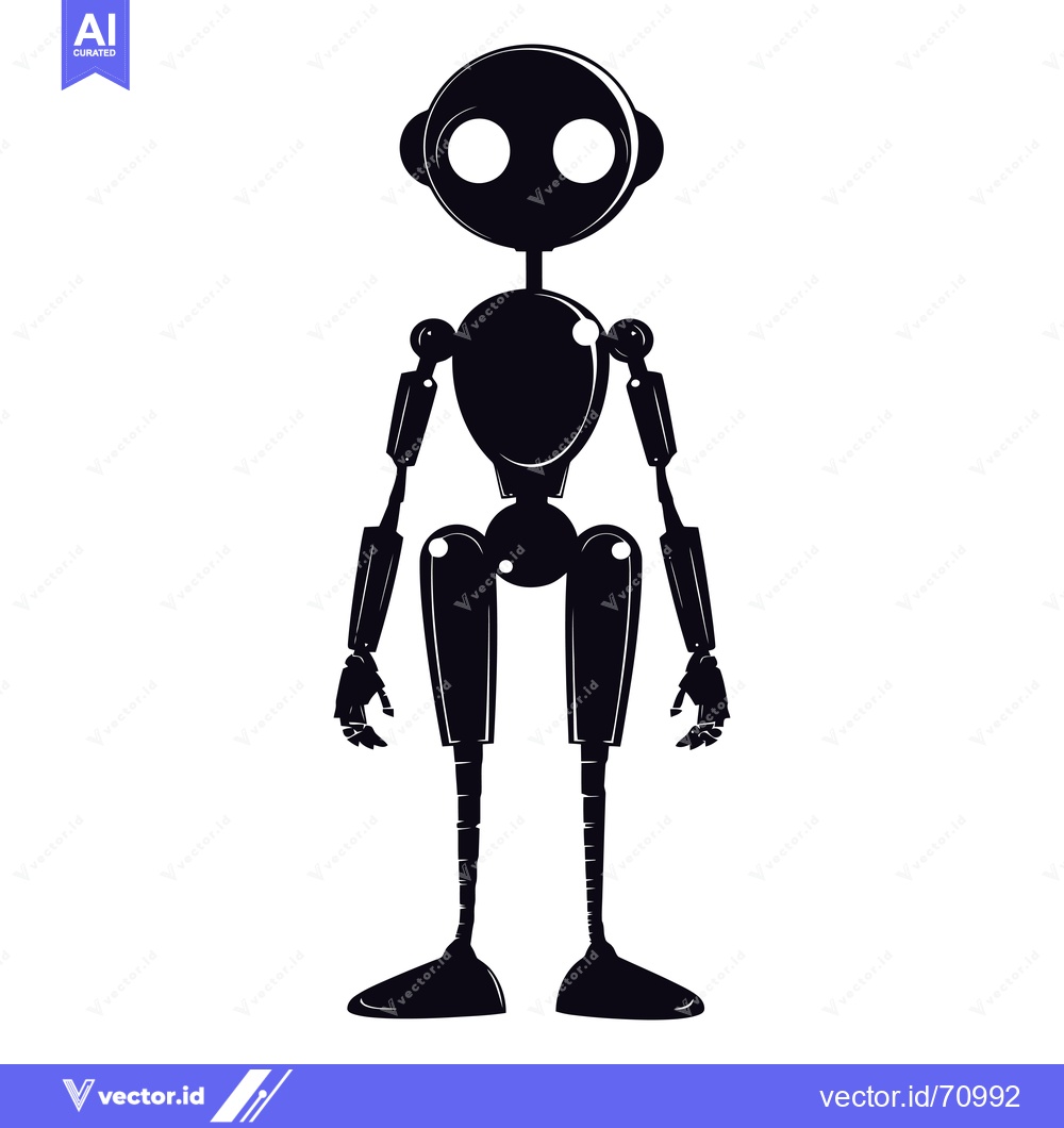 Premium Vector dari A Black and White Silhouette of a Robot