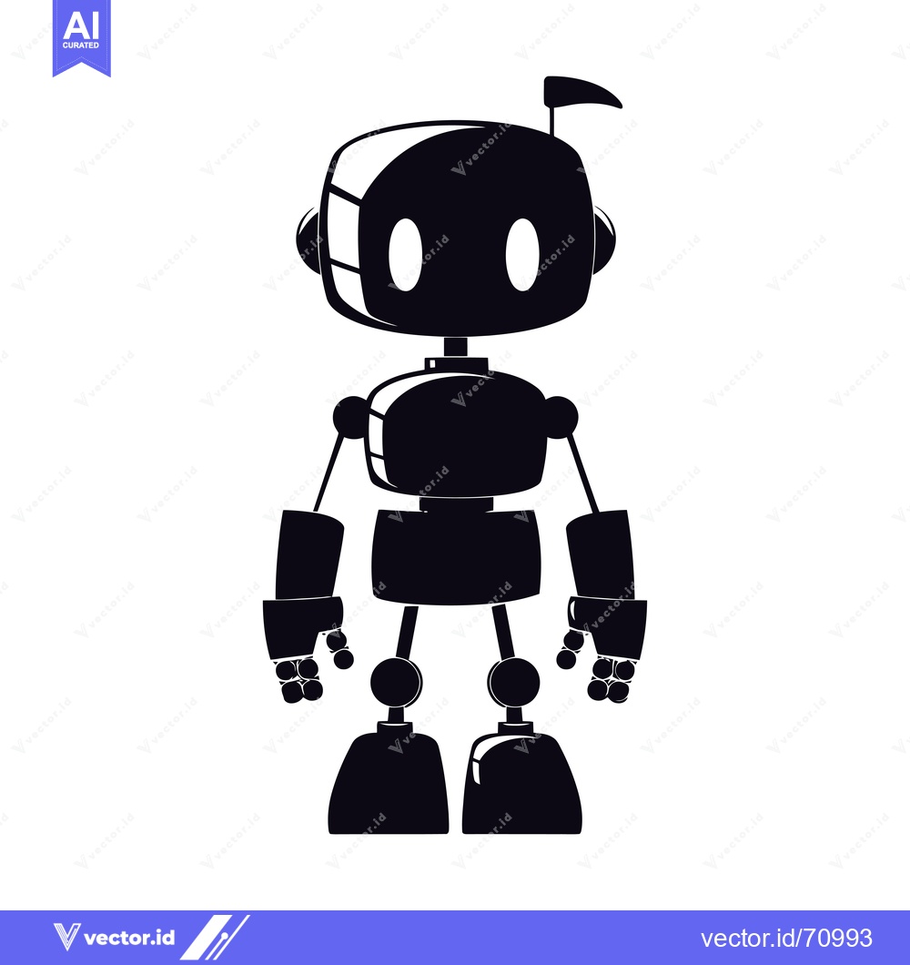 Premium Vector dari Silhouette of a Cartoon Robot with a Single Antenna