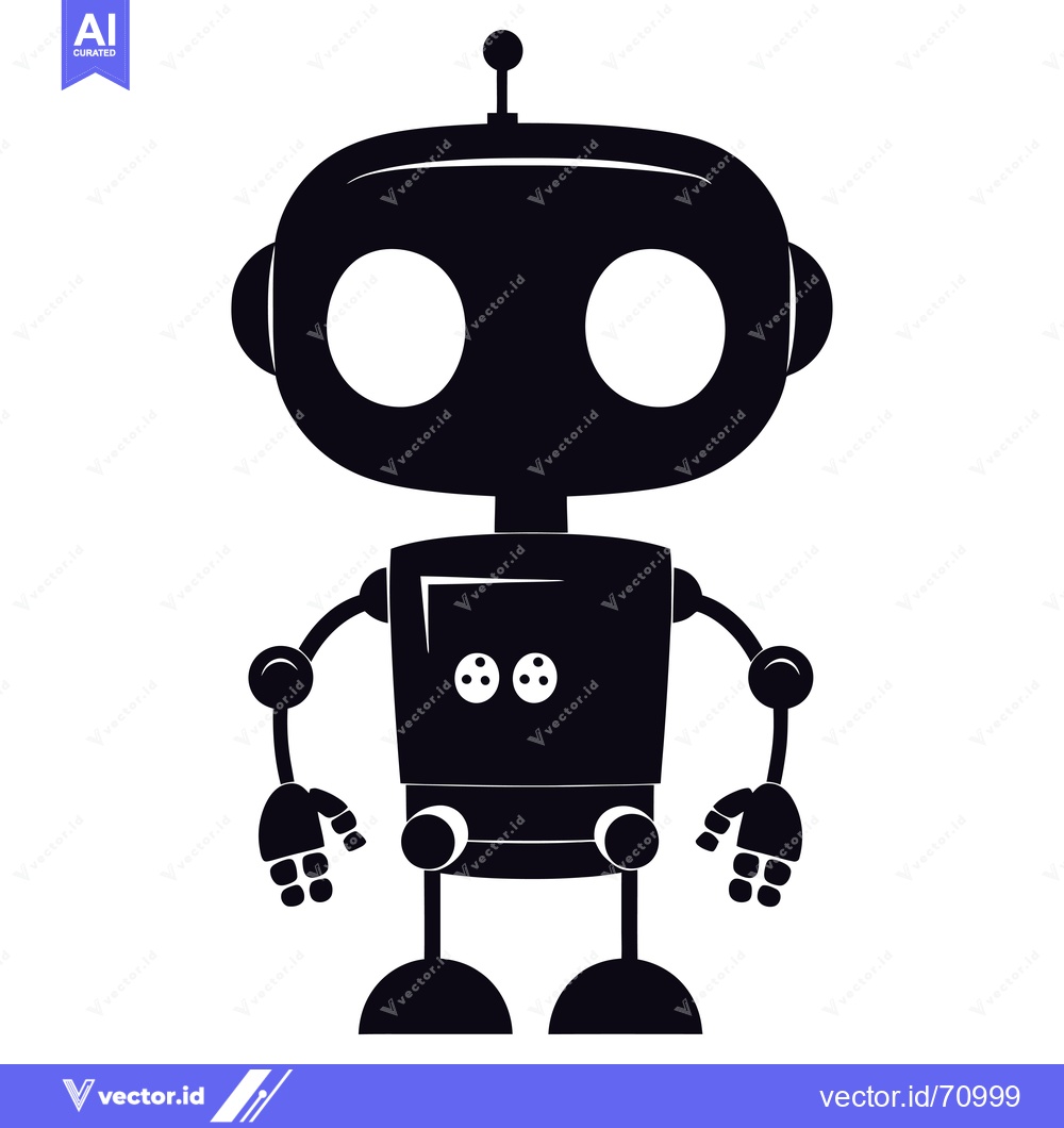 Premium Vector dari A Black and White Silhouette of a Cartoon Robot