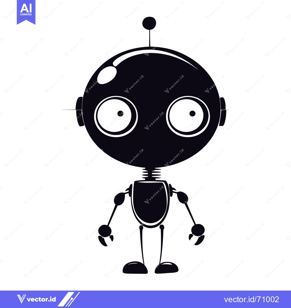 Premium Vector dari Black and White Silhouette of a Cartoon Robot